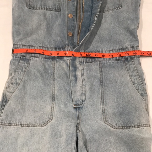 Dressed In LALA “Willa Denim Jumpsuit” Short Sleeve Pockets S/M - Picture 14 of 16